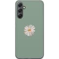 Miniatyrbilde 1 av 3: Samsung Galaxy A25 Gjennomsiktig deksel Grønn Minimalblomst - stilren blomst på grønn bakgrunn