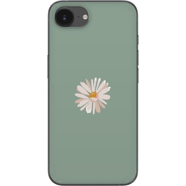 Apple iPhone 16e Läpinäkyvä kuori Vihreä Minimalikukka - tyylikäs kukka vihreällä taustalla