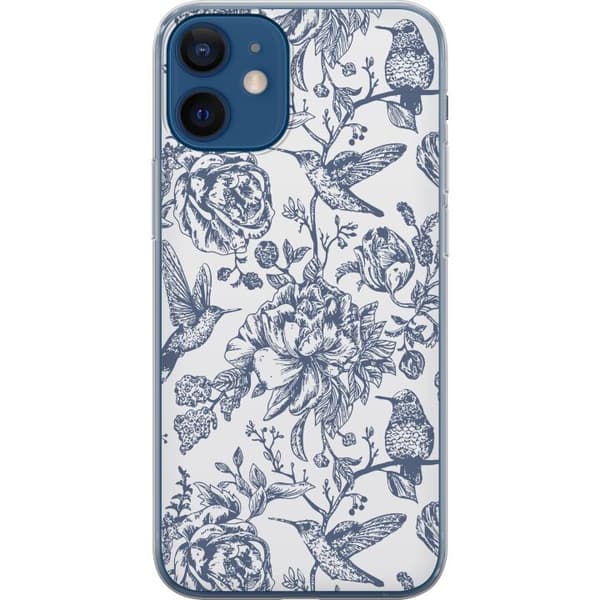 Apple iPhone 12 mini Gjennomsiktig deksel Blomster & Fugler - Romantiskt Vintage-stil Mønster