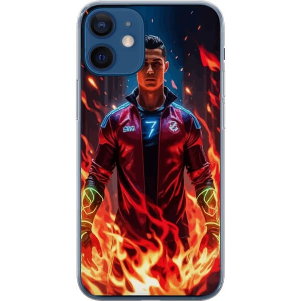 Apple iPhone 12 mini Gjennomsiktig deksel Ronaldo Inferno - fotballhelt i flammer