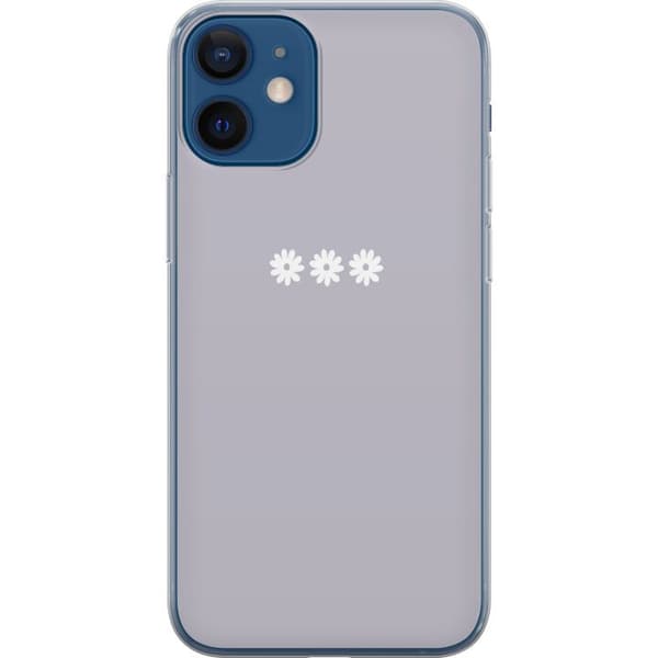 Apple iPhone 12 mini Gennemsigtig cover Lilla Blomminimalisme - stilfuldt blomstermotiv på lilla baggrund