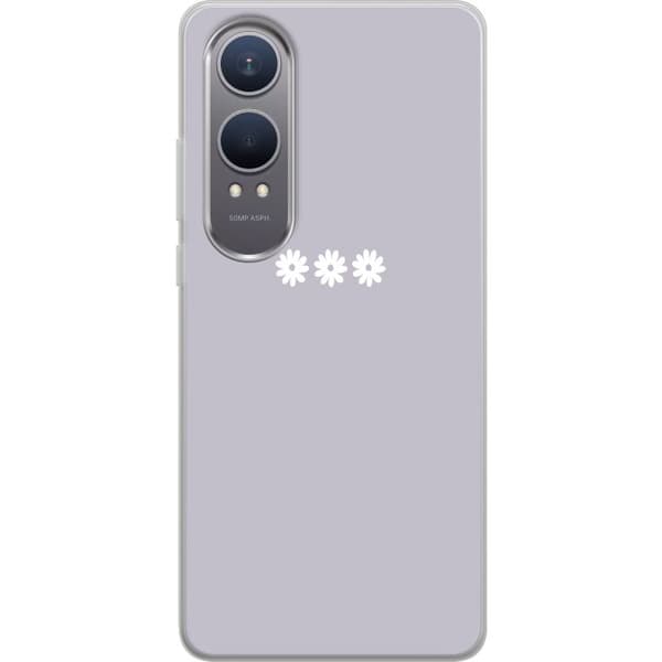 OnePlus Nord CE4 Lite Gjennomsiktig deksel Lilla Blomminimalisme - stilig blomstermotiv på lilla bakgrunn