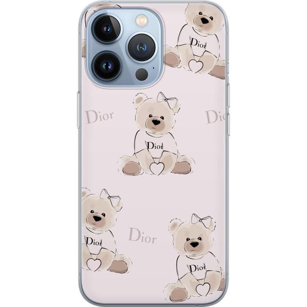Apple iPhone 13 Pro Gjennomsiktig deksel Teddy Dior Vibes - luksuriøs teddybjørn i motestil