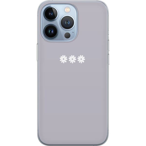 Apple iPhone 13 Pro Gjennomsiktig deksel Lilla Blomminimalisme - stilig blomstermotiv på lilla bakgrunn