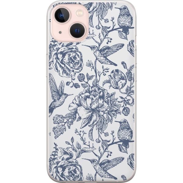 Apple iPhone 13 Gennemsigtig cover Blomster & Fugle - Romantisk Vintage-stil Mønster
