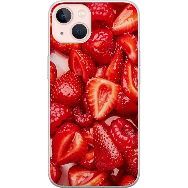 Apple iPhone 13 Gennemsigtig cover Jordbærmønster - sødt motiv med sommerstemning