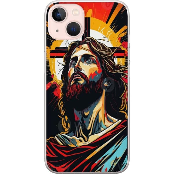 Apple iPhone 13 Gennemsigtig cover Jesus & Kort - religiøst motiv med dyb symbolik