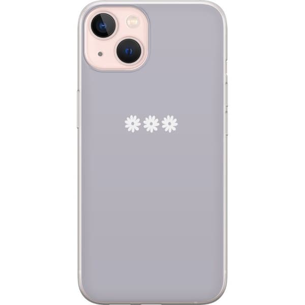 Apple iPhone 13 Gennemsigtig cover Lilla Blomminimalisme - stilfuldt blomstermotiv på lilla baggrund