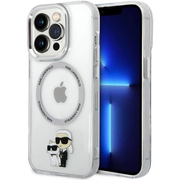 Karl Lagerfeld IML Karl och Choupette NFT MagSafe Baksidan Täcka för iPhone 15 Pro Transparent