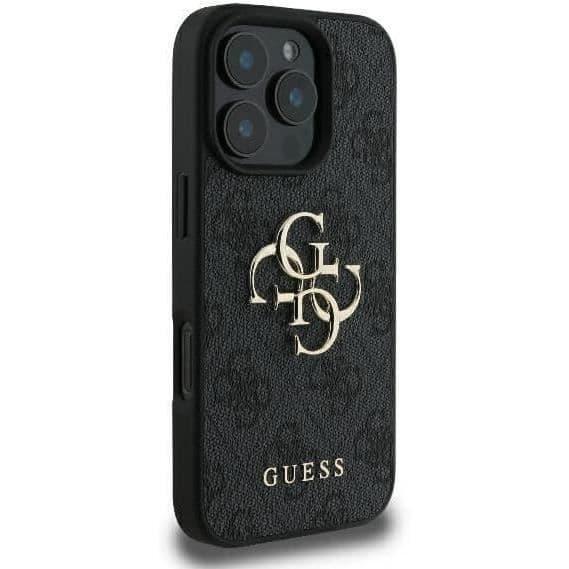 Mjukt fodral - GUESS - iPhone 16 Pro Max - Ekologiskt läder - 4G-logotyp - Svart