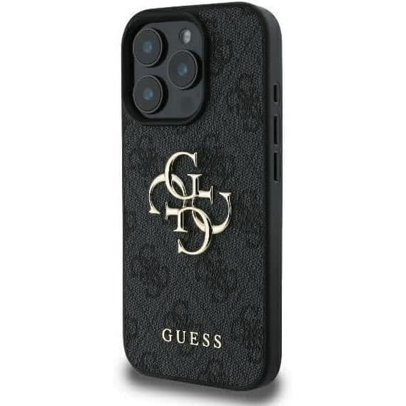 Mjukt fodral - GUESS - iPhone 16 Pro Max - Ekologiskt läder - 4G-logotyp - Svart