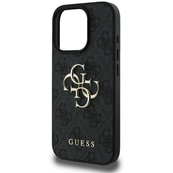 Mjukt fodral - GUESS - iPhone 16 Pro Max - Ekologiskt läder - 4G-logotyp - Svart