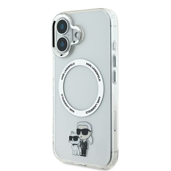 Coque för iPhone 16 Plus Tryckt Karl och Choupette Kompatibel med MagSafe Karl Lagerfeld Transparent
