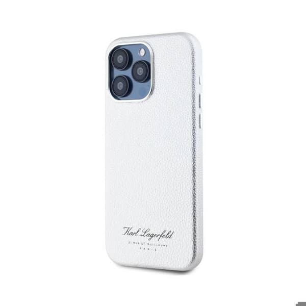 Coque för iPhone 15 Pro Max Hotel RSG Texturerad Grainé Elegant Karl Lagerfeld Silver