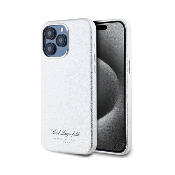 Coque för iPhone 15 Pro Max Hotel RSG Texturerad Grainé Elegant Karl Lagerfeld Silver