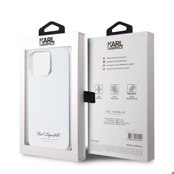 Coque för iPhone 15 Pro Max Hotel RSG Texturerad Grainé Elegant Karl Lagerfeld Silver