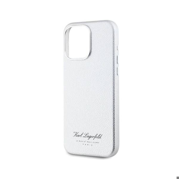Coque för iPhone 15 Pro Max Hotel RSG Texturerad Grainé Elegant Karl Lagerfeld Silver