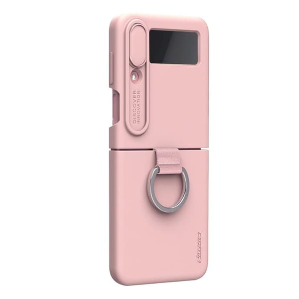 Silkig silikonfodral för Galaxy Z Flip4 5G med hållring Nillkin rosa