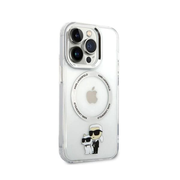 Coque för iPhone 15 Pro Max Tryckt Karl och Choupette Kompatibel med MagSafe Karl Lagerfeld Transparent