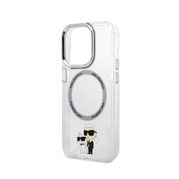 Coque för iPhone 15 Pro Max Tryckt Karl och Choupette Kompatibel med MagSafe Karl Lagerfeld Transparent