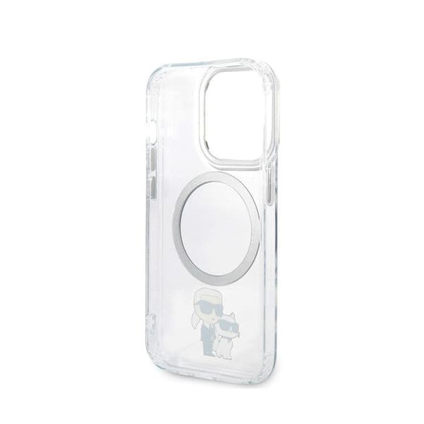 Coque för iPhone 15 Pro Max Tryckt Karl och Choupette Kompatibel med MagSafe Karl Lagerfeld Transparent