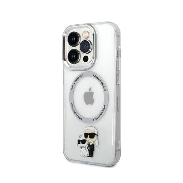 Coque för iPhone 15 Pro Max Tryckt Karl och Choupette Kompatibel med MagSafe Karl Lagerfeld Transparent