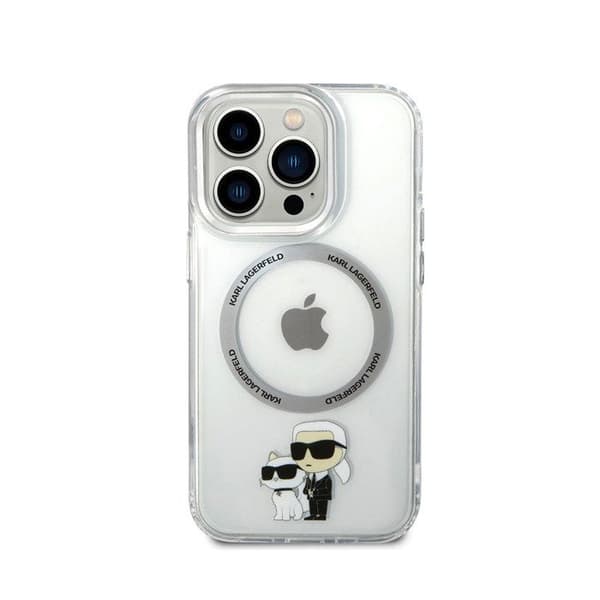 Coque för iPhone 15 Pro Max Tryckt Karl och Choupette Kompatibel med MagSafe Karl Lagerfeld Transparent