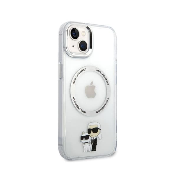 iPhone 15-ertuipe med tryck av Karl och Choupette, MagSafe-kompatibel, Karl Lagerfeld, genomskinlig