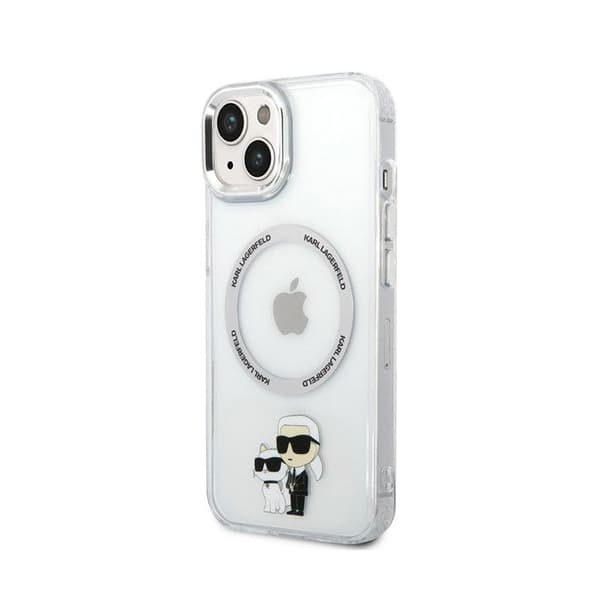 iPhone 15-ertuipe med tryck av Karl och Choupette, MagSafe-kompatibel, Karl Lagerfeld, genomskinlig