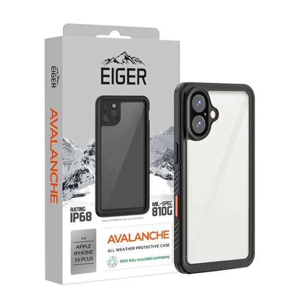 Coque 360° Framsidan Baksidan för iPhone 16 Plus IP68 Ultra Förstärkt Eiger Transparent