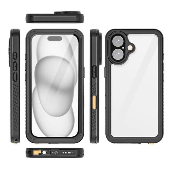 Coque 360° Framsidan Baksidan för iPhone 16 Plus IP68 Ultra Förstärkt Eiger Transparent