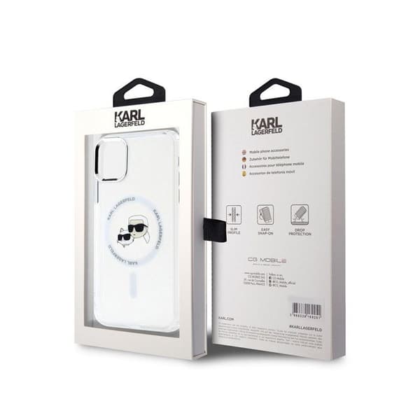 Coque för iPhone 11 Tryckt IML K och CH Kompatibel med MagSafe Karl Lagerfeld Transparent