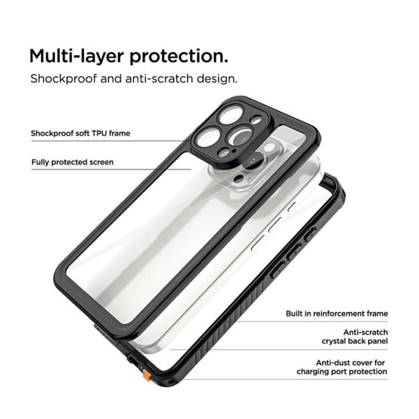 Coque 360° Framsidan och Baksidan för iPhone 16 Pro Max IP68 Ultra Förstärkt Eiger Transparent