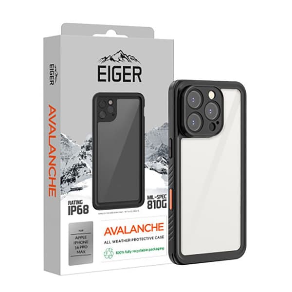 Coque 360° Framsidan och Baksidan för iPhone 16 Pro Max IP68 Ultra Förstärkt Eiger Transparent