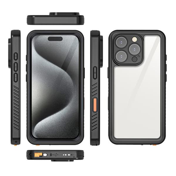 Coque 360° Framsidan och Baksidan för iPhone 16 Pro Max IP68 Ultra Förstärkt Eiger Transparent