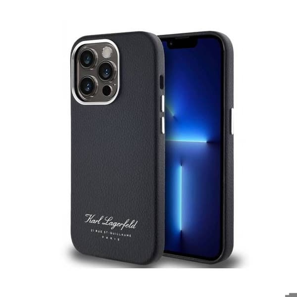Coque för iPhone 14 Pro Hotel RSG Texturerad Grained Eleganta Karl Lagerfeld Svart