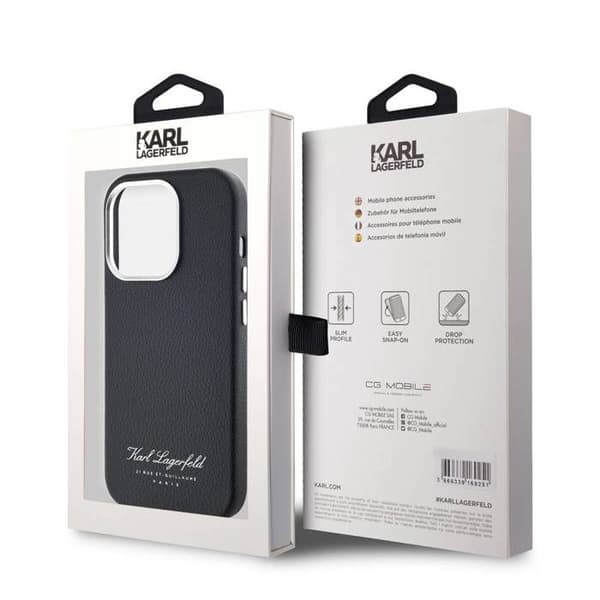 Coque för iPhone 14 Pro Hotel RSG Texturerad Grained Eleganta Karl Lagerfeld Svart