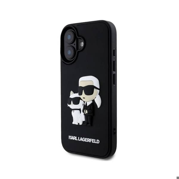 Coque för iPhone 16 Plus 3D Karl och Choupette Förstärkt Karl Lagerfeld Svart