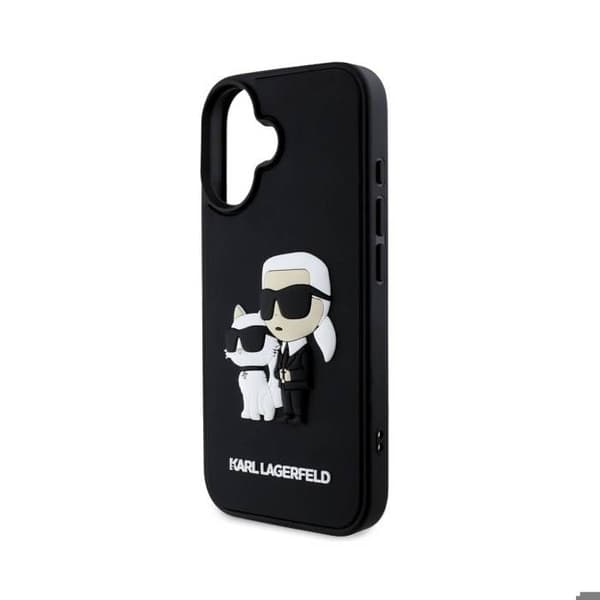 Coque för iPhone 16 Plus 3D Karl och Choupette Förstärkt Karl Lagerfeld Svart