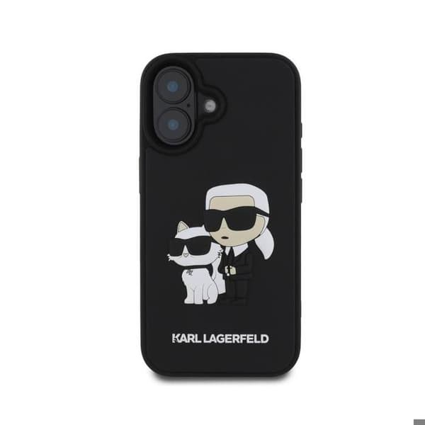 Coque för iPhone 16 Plus 3D Karl och Choupette Förstärkt Karl Lagerfeld Svart