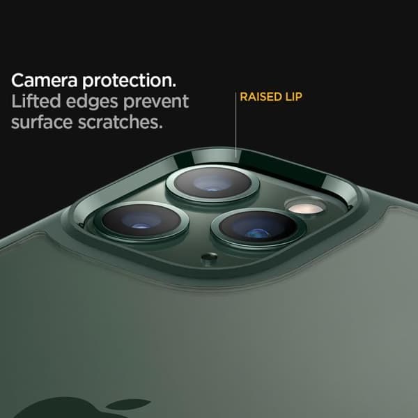 Spigen iPhone 11 Pro Max [Ultra Hybrid] stötfångare förstärkt fodral, genomskinlig baksida, anti-skrapa - nattgrön (ACS00411)