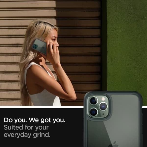 Spigen iPhone 11 Pro Max [Ultra Hybrid] stötfångare förstärkt fodral, genomskinlig baksida, anti-skrapa - nattgrön (ACS00411)