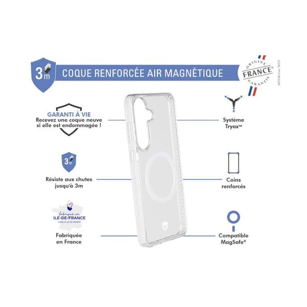 Coque för Samsung Galaxy S25 Förstärkt 3M Magnet Ursprung Frankrike Garanti Styrka Fodral Transparent