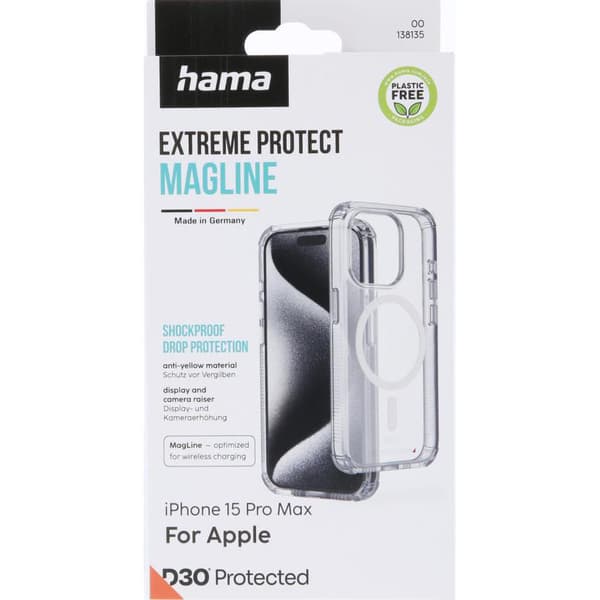 Hama iPhone 15 Pro Max Kuori Extreme Protect MagLine Läpinäkyvä