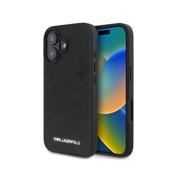 PU-vadderad ficka för iPhone 16 med lyxig design från Karl Lagerfeld Svart
