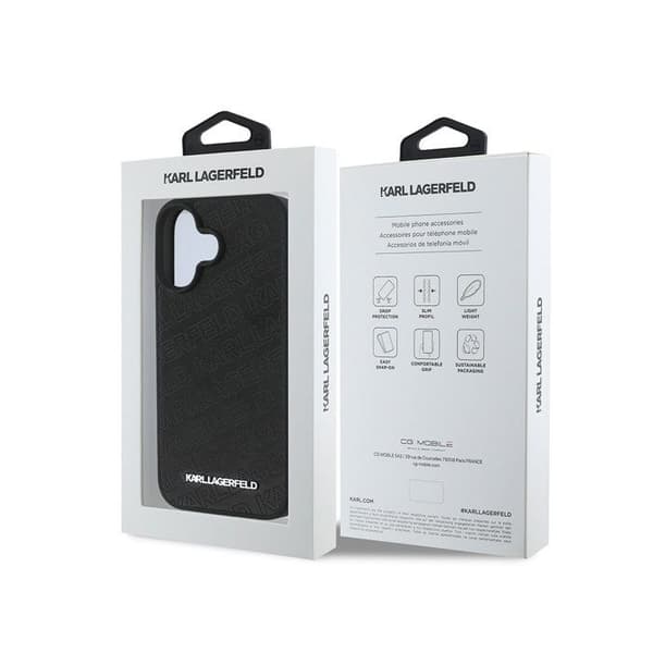 PU-vadderad ficka för iPhone 16 med lyxig design från Karl Lagerfeld Svart