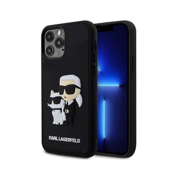 Coque 3D Karl och Choupette för iPhone 12/12 Pro Elegant skydd Karl Lagerfeld Svart