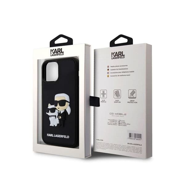 Coque 3D Karl och Choupette för iPhone 12/12 Pro Elegant skydd Karl Lagerfeld Svart