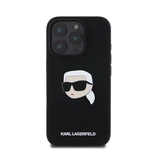 Coque för iPhone 16 Pro Max Kompatibel med MagSafe Karl Head Series i Silikon Karl Lagerfeld Svart