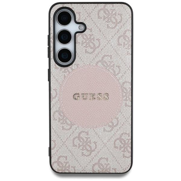 Coque Guess 4G Round Patch Classic Logo MagSafe för Samsung Galaxy S25+ (rosa)
